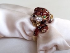 ANELLO PANTERA IN ARGENTO PLACCATO ORO 18 KT IMPORTANTE: LEGGERE BENE LA...