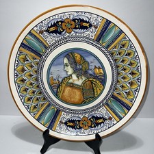 Piatto grande 14” Deruta ceramica italiana dipinto a mano dama donna Italia nuovo