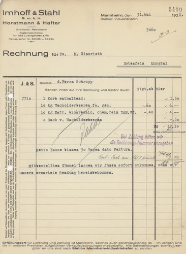 Rechnung imhoff stahl - rechnung,