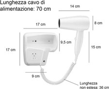 Asciugacapelli da parete muro