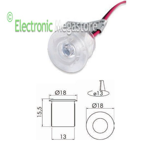 Mini spot led 12vdc 18mm - mini, 0.3w