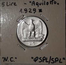 5 LIRE 1929* AQUILOTTO - VITTORIO EMANUELE III - REGNO D'ITALIA