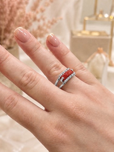 Anello corallo rosso naturale - corallo,