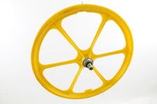 Ruota Posteriore Old School BMX 20" Giallo Bernardi Mag 6 Raggi Anni 80 Made Italian Nos