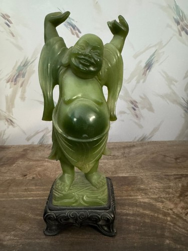 Large green resin laughing - resin,