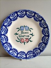 PIATTO CERAMICA VECCHIA MONDOVÌ SCRITTA BUON GIORNO 800 MANIFATTURA FELICE MUSSO