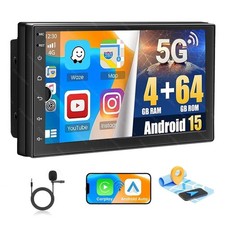 Autoradio 4G+64GB Doppio 2DIN Android 15 CarPlay 7" GPS NAVI Unità Testa
