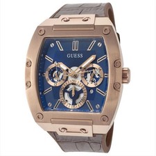 Guess Men's Phoenix 42mm Chronograph Barrel Tonneau Blue/Gold Watch GW0202G2