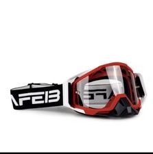 MASCHERINA OFF ROAD MOTO CROSS ENDURO TRASPARENTE NAFEIB ROSSA BIANCA Motocross 