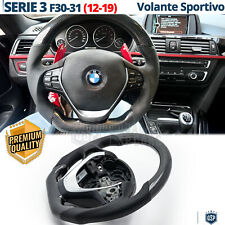 VOLANTE Sportivo Per BMW Serie 3 F30 F31 Base Piatta in Carbonio e Pelle Ergonim