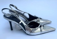 Zara Scarpe Col Tacco Argento UK 6 7 REF 3209/410/808