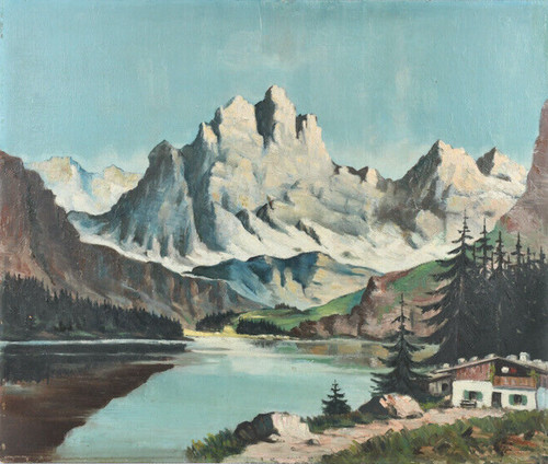 Lago montagna con casa - montagna,