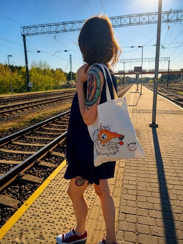 Borsa tote cotone fatta - cotone, a
