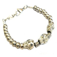 Bracciale con teschi da uomo in acciaio inox braccialetto a catena sfere palline