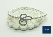Bracciale Donna perle con lettera iniziale in Argento 925 con zirconi bianchi