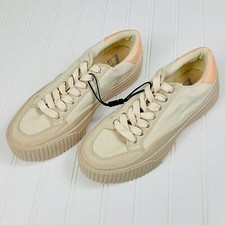 Sneakers Zara beige in tela e