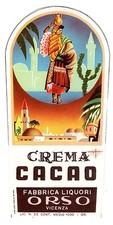 ETICHETTA LIQUORE CREMA CACAO ORSO VICENZA DISTILLERIA  AFRICA LIBIA COLONIE