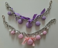 Bracciale charms macarons dolcetti fimo fatto a mano colore a scelta lilla rosa