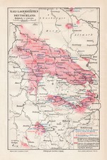 Magazzini di Kali in Germania mappa storica litografia 1909 ca.