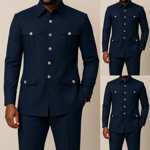 Navy blue men - suit, safari