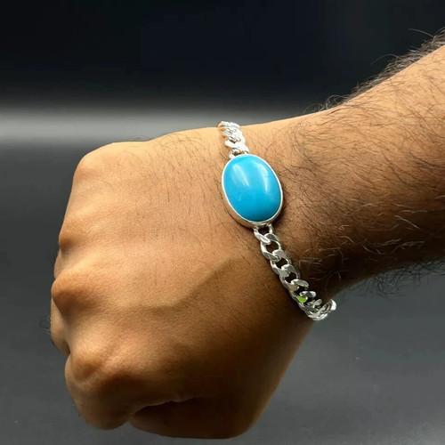 Bracciale uomo cubano turchese
