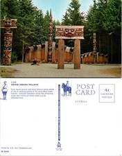 Cartolina Haida villaggio indiano totem pali costa occidentale foresta