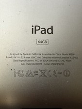 Apple iPad Model A1396, 64GB