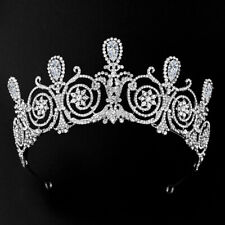 Corona diadema principessa sposa cristallo zirconi alti 7,5 cm adulto