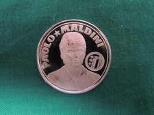 L68-MEDAGLIA AZZURRI DEL 1990-PAOLO MALDINI-ARGENTO 925 CALCIO MONETA MONDIALE