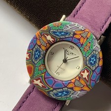 Orologio ZZYZX Viola Floreale Milleflori Lunetta Resina Analogico Quarzo Cinturino Pelle 35mm