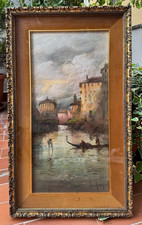 LUCIO CARGNEL (1903 - 1998) DIPINTO AD OLIO - SCORCIO DI VENEZIA - GONDOLA