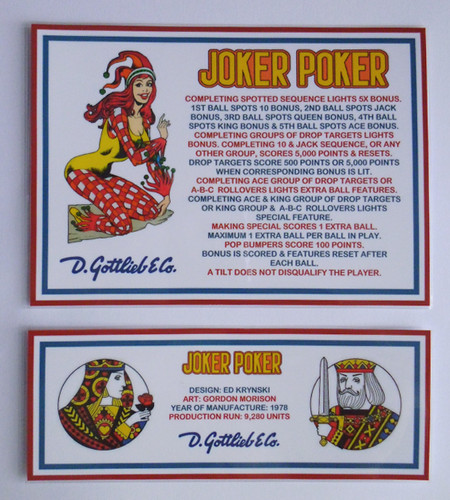 Joker poker gottlieb 1978 - gottlieb,