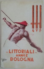 CARTOLINA LANCIO LITTORIALI DELLO SPORT BOLOGNA TODESCHINI CULTURA ARTE 1936 M3