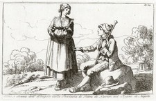 UOMO E DONNA DI AFRAGOLA, NA, BARTOLOMEO PINELLI ,   acquaforte originale , 1817