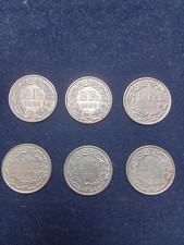 SVIZZERA LOTTO DI N 6 MONETE DA 2 FRANCHI 1968(2)-1969-1974(2)-1978 COME DA FOTO