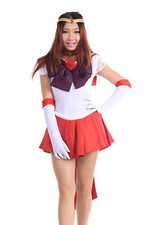 Rei Hino Cosplay Costume Halloween Super S Sailor Mars V3 Set Taglia Bambino - US3XL