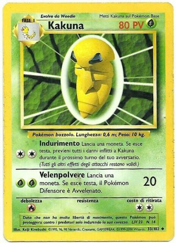 Pokemon carta kakuna 102 - carta, 33/102