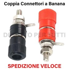 PRESA A BANANA CONNETTORE FEMMINA DA PANNELL BOCCOLA COPPIA ROSSO NERO SPINA 4mm