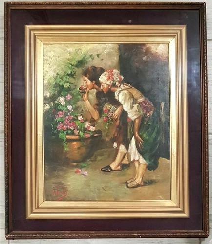 Dipinto olio tela vincenzo - olio, su