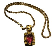 Collana in Oro 18 kt con Ciondolo con pendente con in rubino, corindone naturale