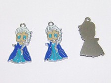 2pz charms ciondoli FROZEN ELSA  in metallo smaltato 28x17mm color argento scuro