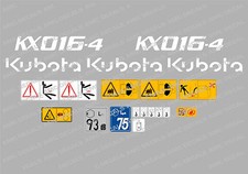 KUBOTA KX016-4 MINI ESCAVATORE SET COMPLETO DECALCOMANIE CON SEGNALI DI SICUREZZA