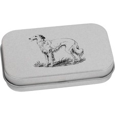 'Borzoi Dog Standing Side View' Scatola di latta/stoccaggio con cerniera in metallo (TT054316)