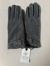 Guanti da donna Tirabasso in tessuto laminato grigio al dorso e lana ai palmi