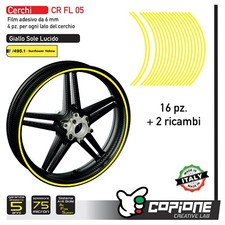 Strisce adesive nastro ruote moto GIALLO 6 mm cerchi 13 14 15 16 17 19 21