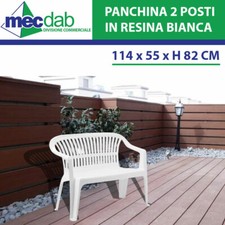 Panchina Parco Da Esterno e Giardino In Resina Bianco Impilabile 114 X 55 X H 82