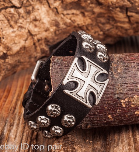 Bracciale uomo punk rock - , croce