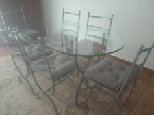 tavolo in ferro battuto e cristallo con 6 sedie