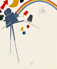 Emilio Tadini, Film, serigrafia, 59,4x59,4 cm, 1977, firmata, ed. limitata