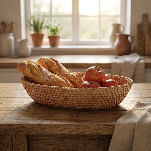 Cesto ovale rattan naturale - cesto,